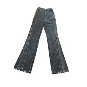 Christian Dada Zip Flare Leg Jeans in Black